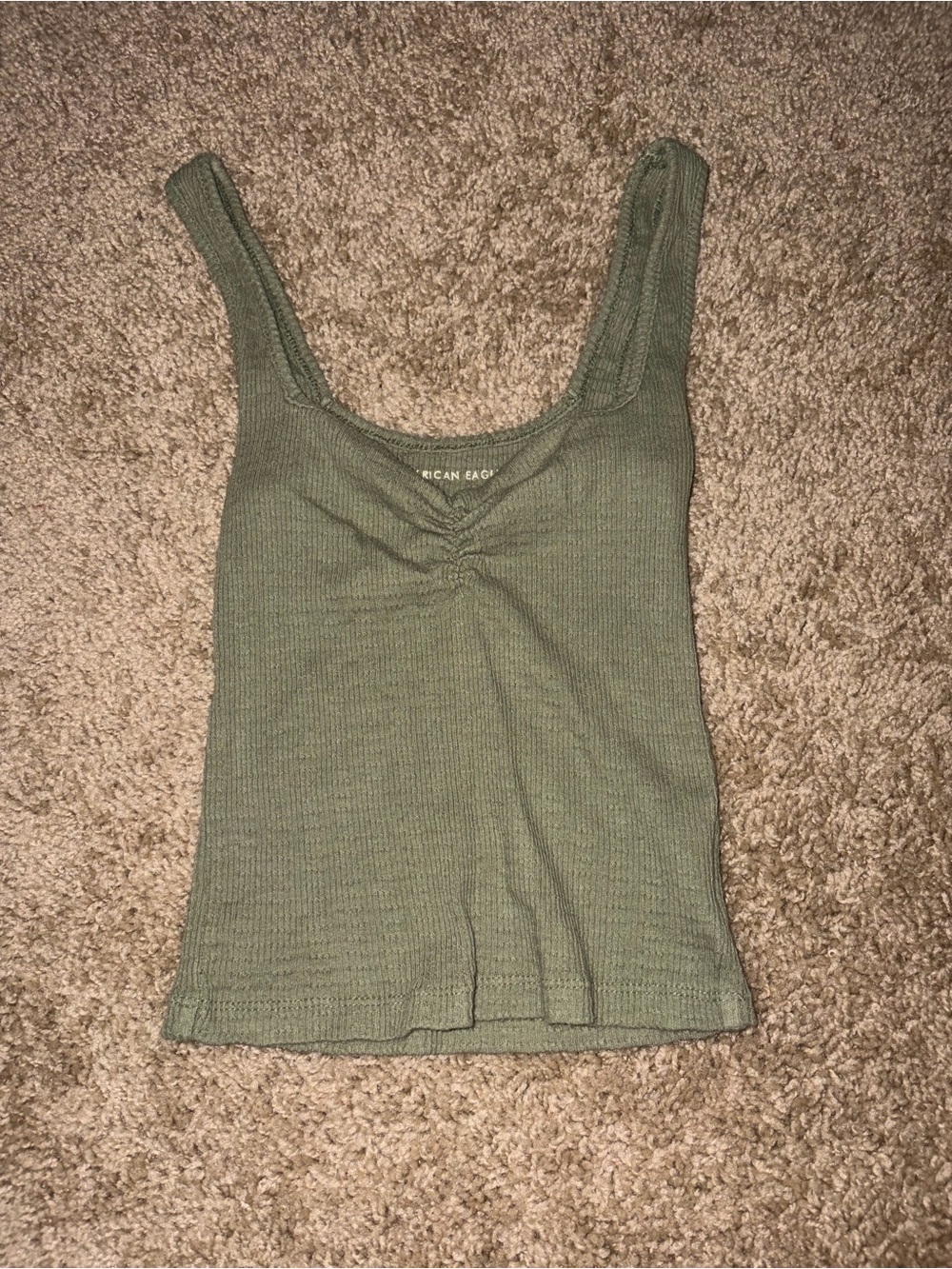 American Eagle Outfitters Olive Ribbed Scoop Tank